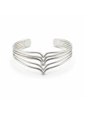 Elegant Silver Tone 5-Strand Chevron Cuff Bracelet